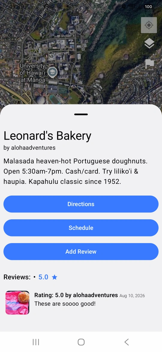 Leonard’s Bakery place page with ratings